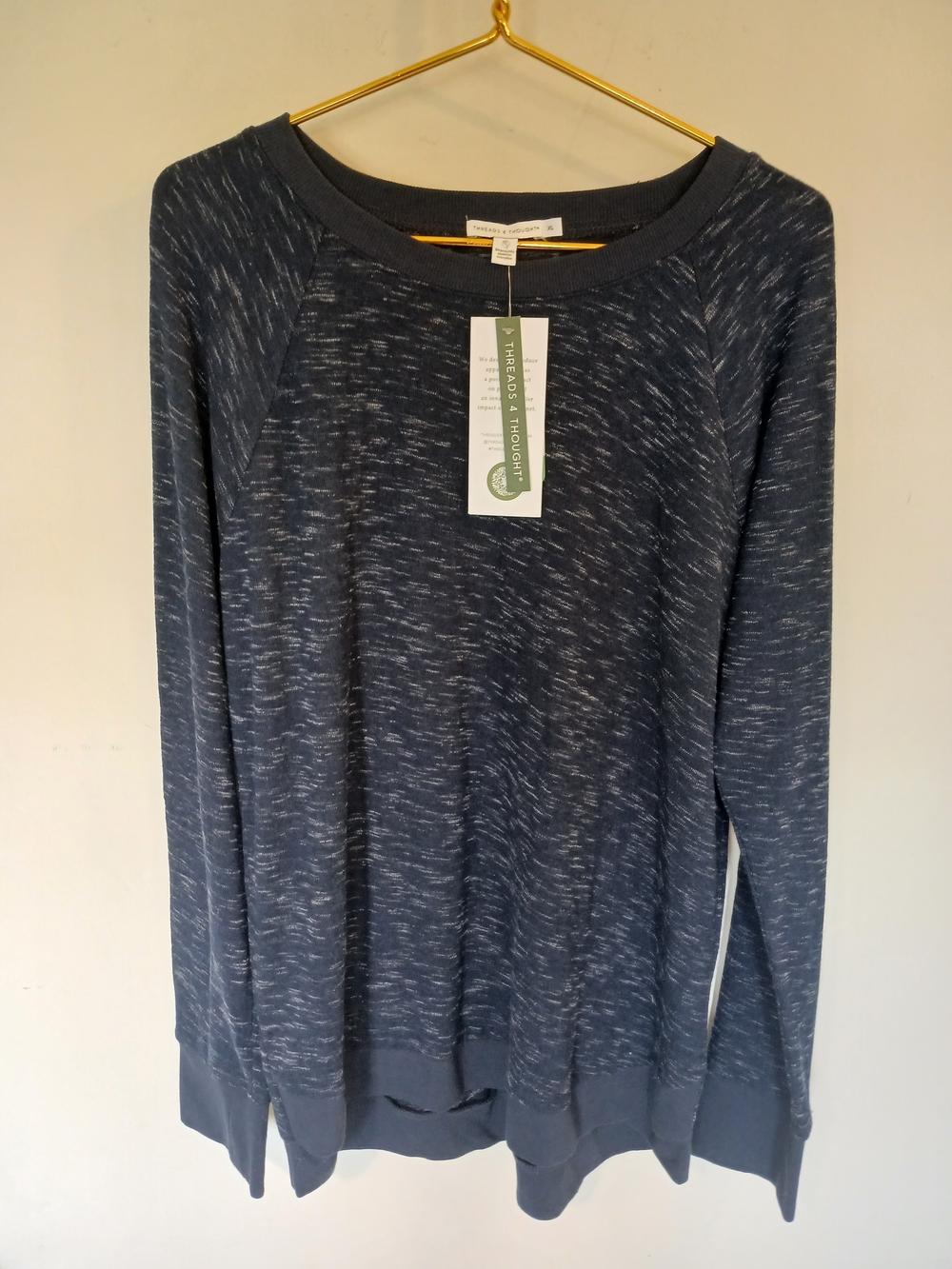Threads 4 Thought Navy Space-Dye Lightweight Crewneck Sweater